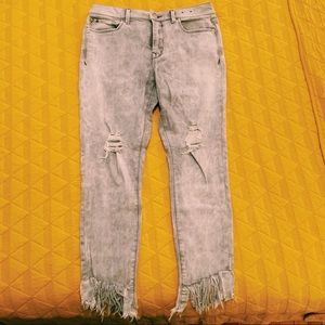 Express Frayed Mid Rise Jeggings